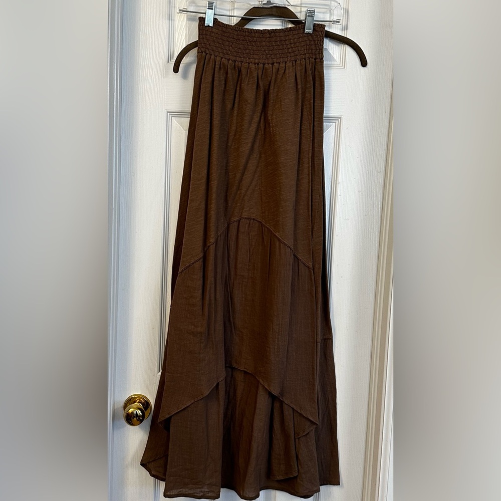 Michael Stars hi-low brown maxi skirt